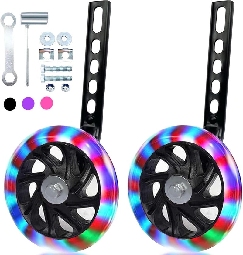 YTKD Training Wheels for Bicycle Compatible for Bikes of 12 14 16 18 20 Inch Flash Mute Wheel - Image 1